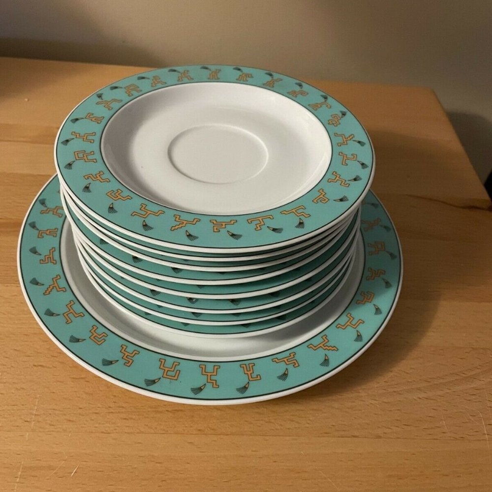 Rosenthal Germany Set of 8 "Aztec" Style Plates/Saucers and 1 extra plate